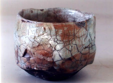 pièce raku reflets metalisés