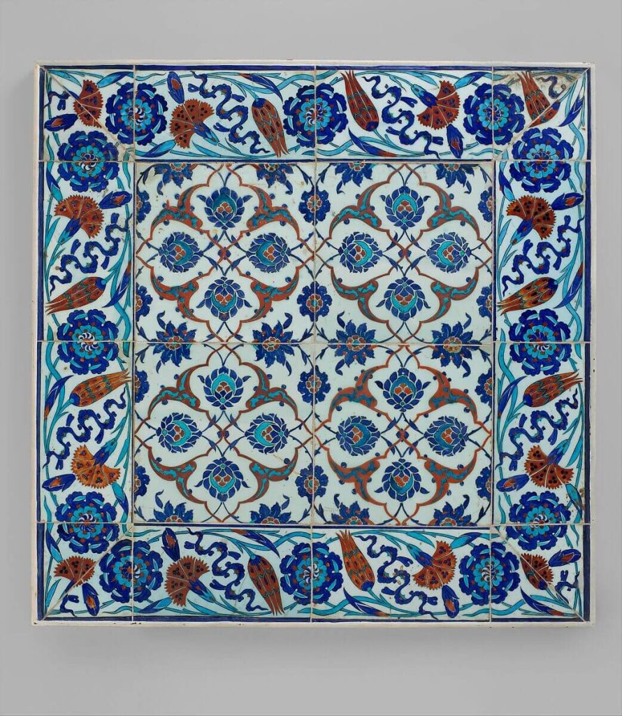 Panneau de carreaux à motif floral Iznik